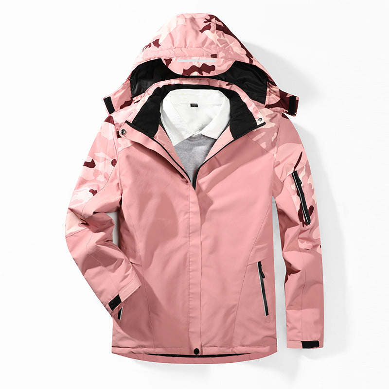 Men's Camouflage Softshell Jacket with Removable Hood and Breathable Lining Chichicherry