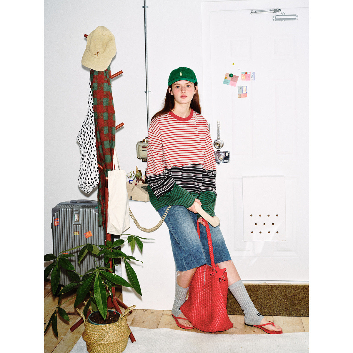 Unisex Casual Oversized Long Sleeve Shirt with Block Stripes made of Cotton Blend Chichicherry