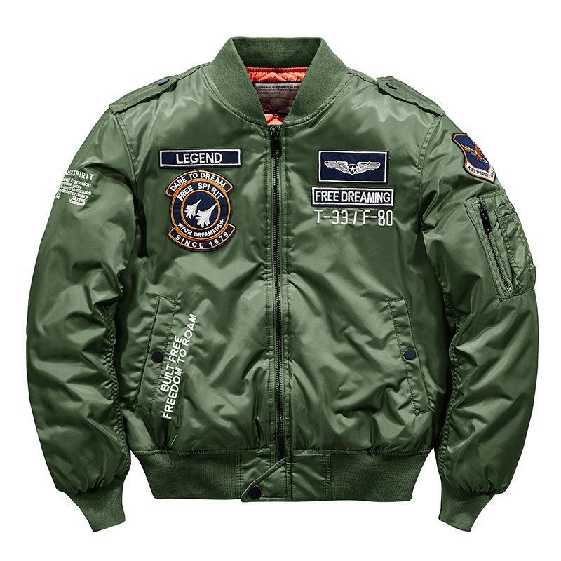 Men's aviator bomber jacket in military style with quilted thermal lining and shoulder patches Chichicherry