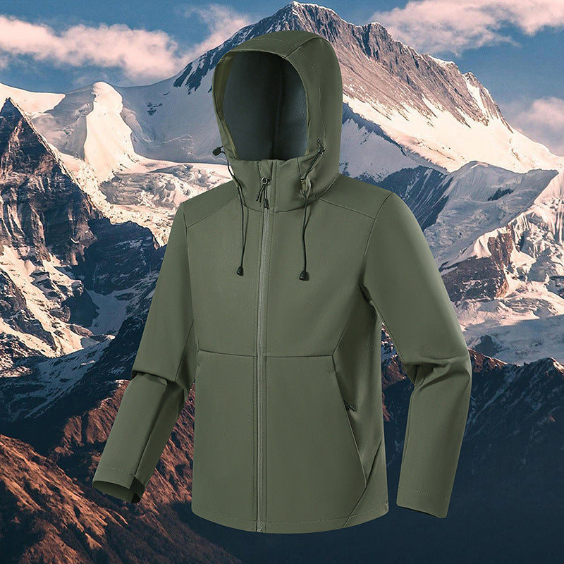 Men's Breathable Softshell Fleece Jacket with Multi-Layer Membrane, Ergonomic Cut and Adjustable Hood Chichicherry