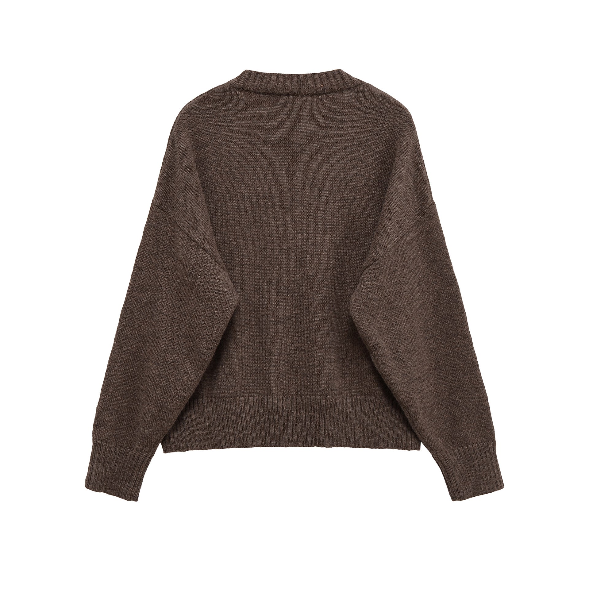 Women's Oversized V-Neck Knit Sweater with Kangaroo Pocket Chichicherry