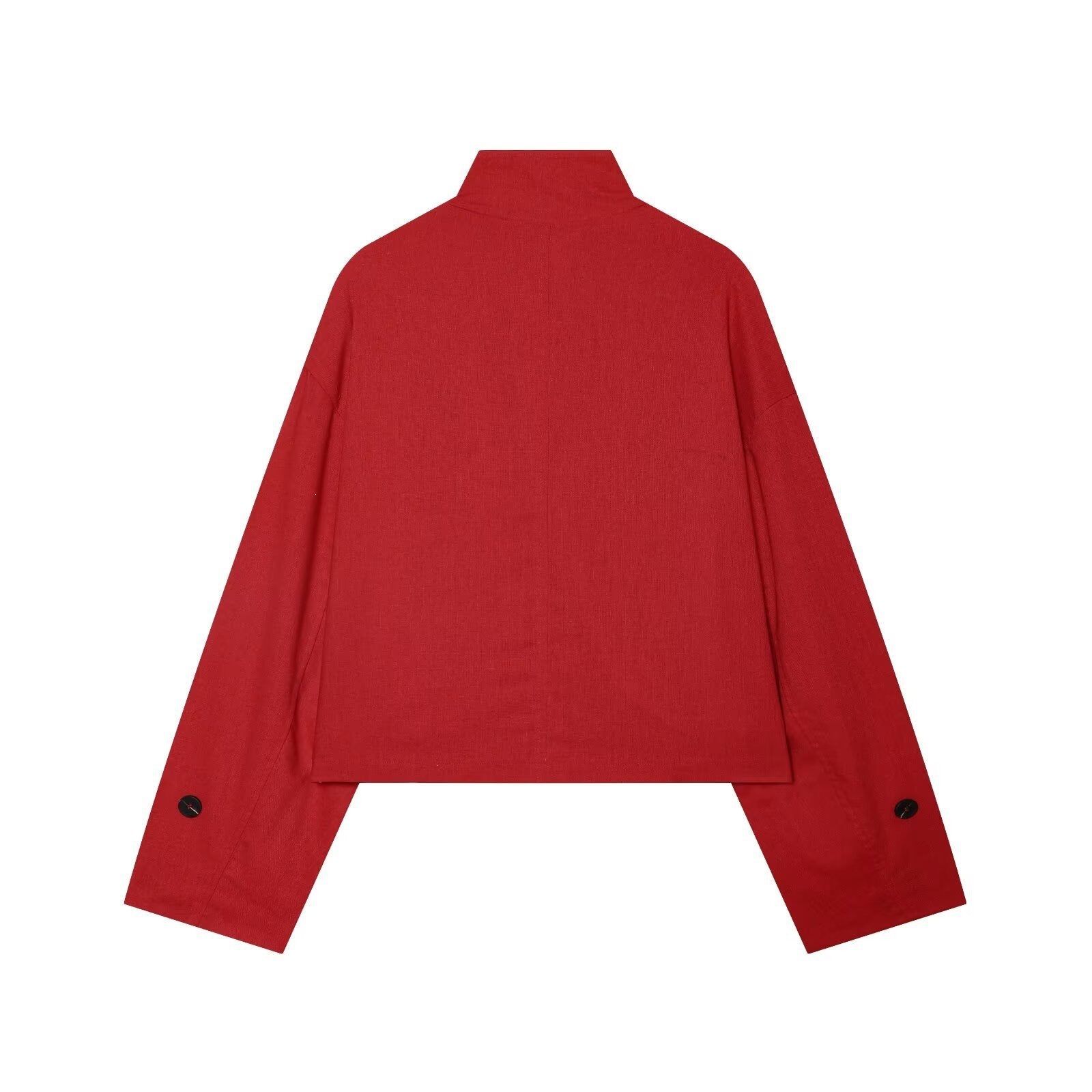 Women's Short Utility Jacket in Cropped Cut with Stand Collar and Shoulder Straps Chichicherry