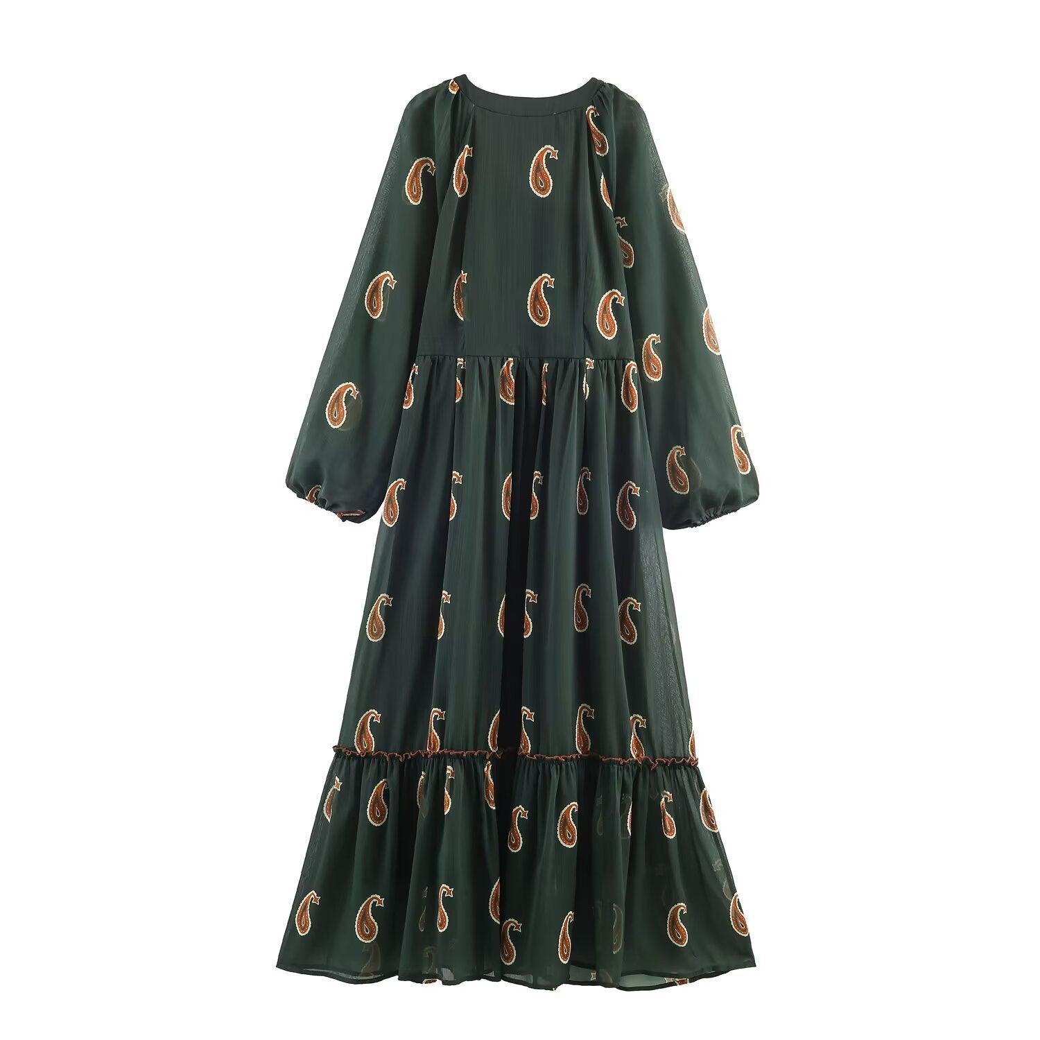 Women’s maxi dress in boho style with paisley print and V-neck Chichicherry