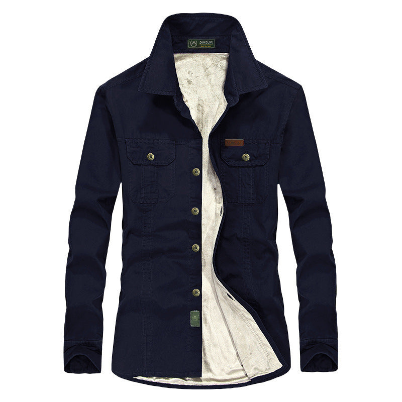 Men's lightly padded canvas worker shirt jacket with chest flap pockets Chichicherry