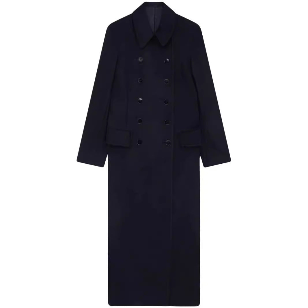 Women’s maximal long double-breasted wool coat with loose oversized fit Chichicherry