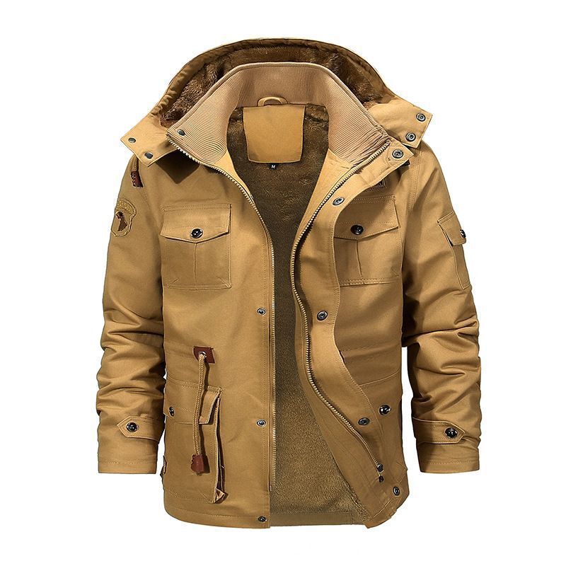 Men's multifunctional canvas intermediate parka with teddy fleece lining and utility pockets Chichicherry