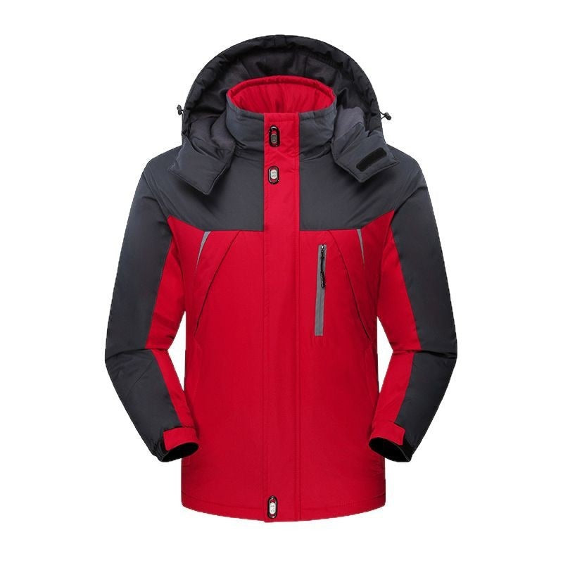 Men's Waterproof Insulated Softshell Ski Jacket with Removable Hood and Multi-Pockets Chichicherry