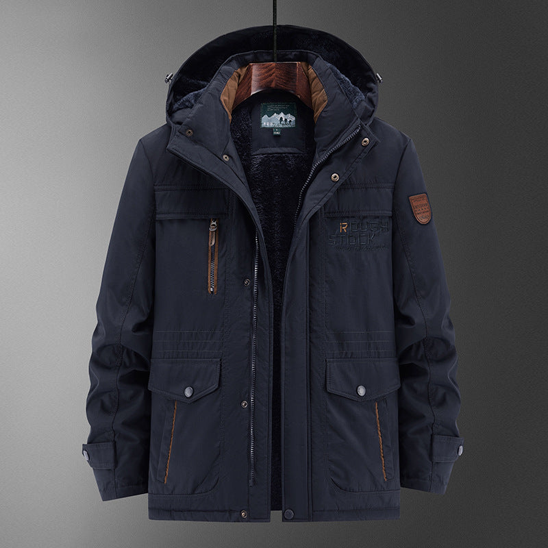 Men's Robust Padded Field Parka with Teddy Lining, Hood, and Multi-functional Pockets Chichicherry