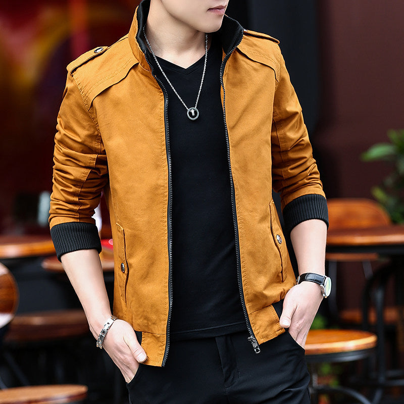 Men's lightweight canvas bomber with teddy fleece lining, epaulettes, and ribbed cuffs Chichicherry