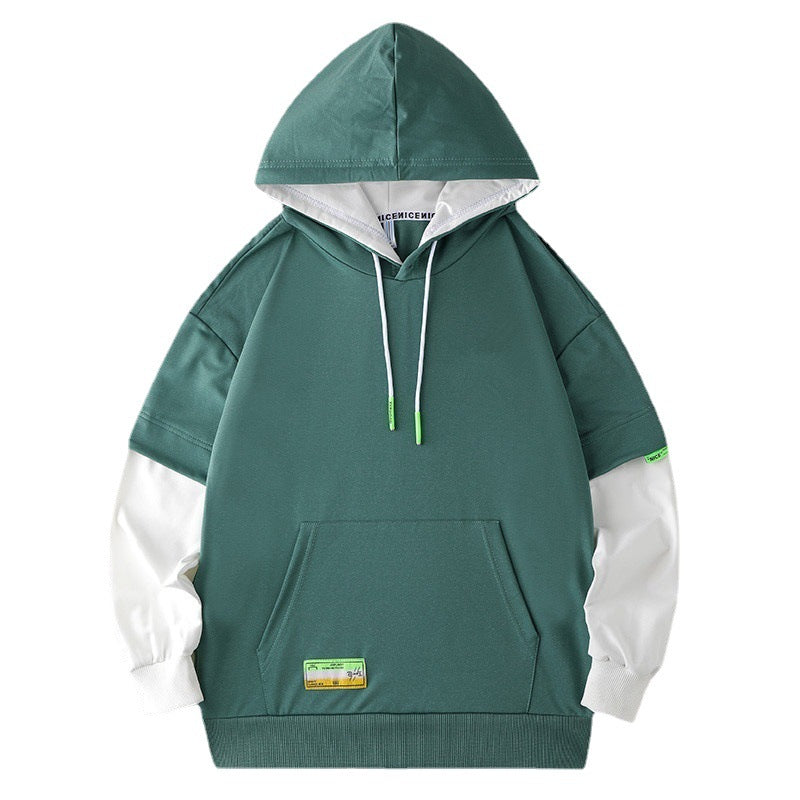 Men's hoodie in layered look with contrast sleeves, kangaroo pocket, and oversized cut Chichicherry