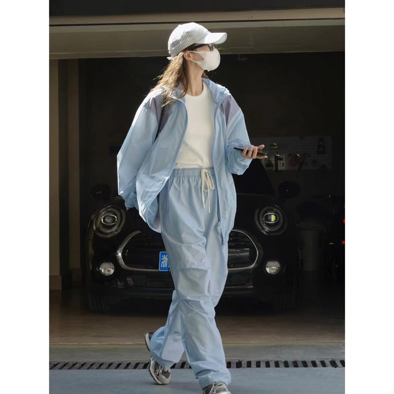 Women's Wide Nylon Lounge Pants with Drawstring and Elastic Waist Chichicherry