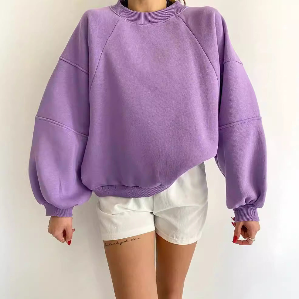 Damen Komfort-Loungewear Kombination Oversize-Sweatshirt mit High-Waist Biker-Shorts Chichicherry