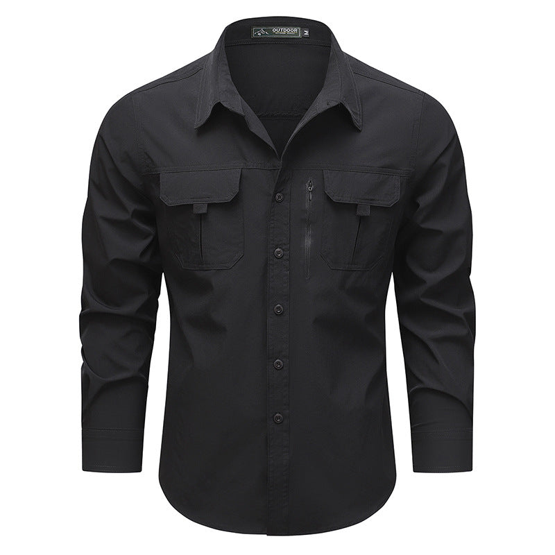 Men's outdoor utility shirt with multiple pockets and zipper Chichicherry