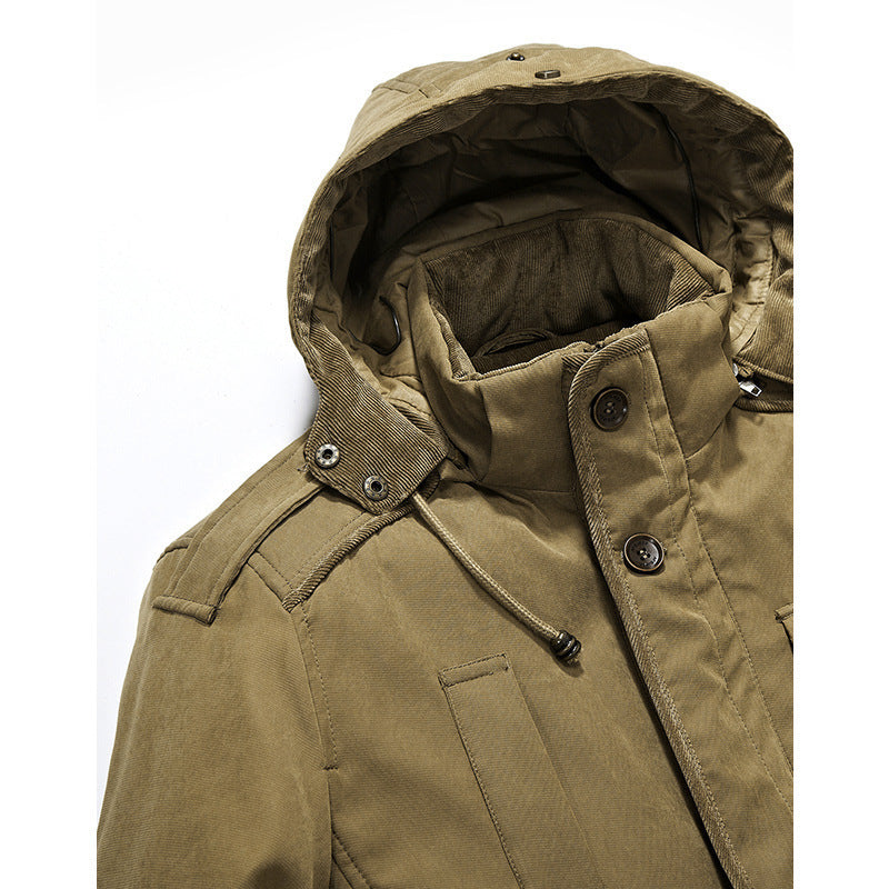 Men's Padded Canvas Field Parka with Sherpa Lining and Hood Collar Chichicherry