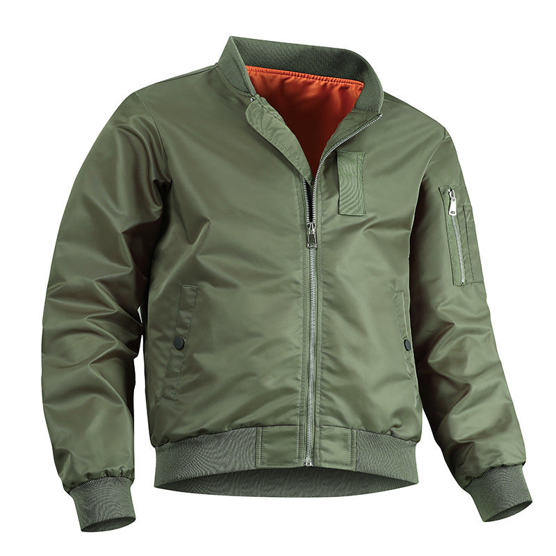Men's Lightweight Flight Bomber Jacket with Water-Repellent Shell and Contrast Lining Chichicherry
