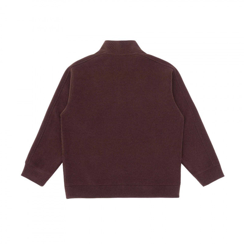 Unisex Short-Cut Structured Knit Half-Zip Sweater with Distinctive Contrast Stitch Chichicherry