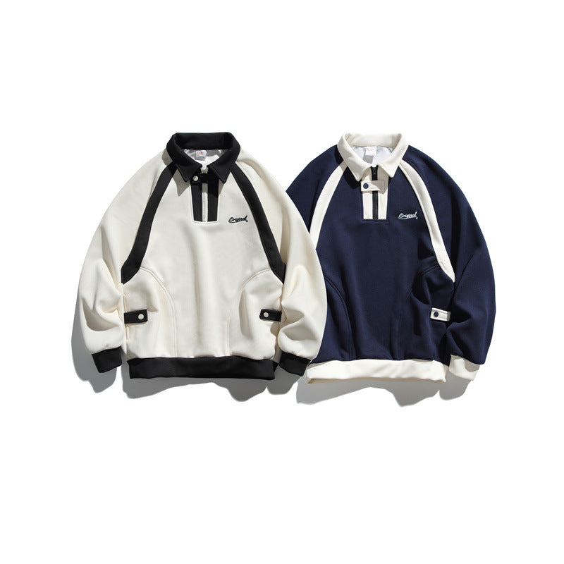 Unisex Oversize Halfzip Sweatshirt with contrasting shirt collar and raglan sleeves Chichicherry