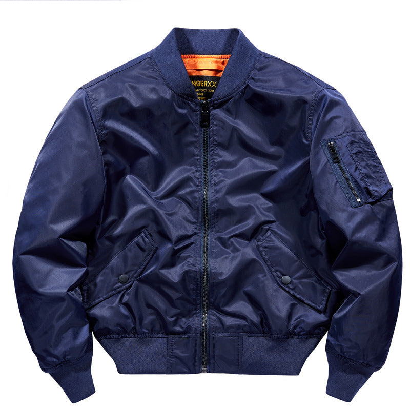Men's Short Cut Nylon Pilot Bomber with Hidden Inner Pockets and Arm Pocket Chichicherry