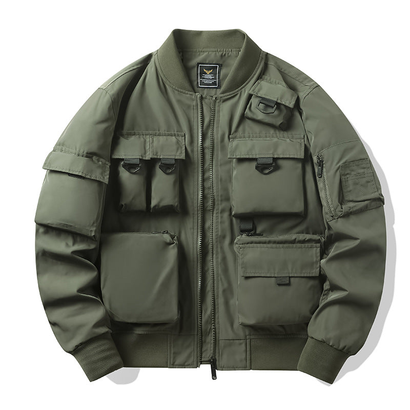 Men's Urban Utility Bomber with Modular Pockets and Zipper Front Chichicherry