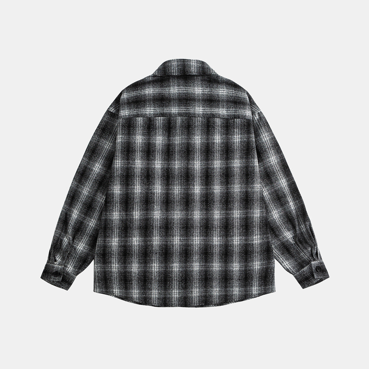 Unisex Checked Overshirt Jacket in Flannel Look with Chest Flap Pockets Chichicherry