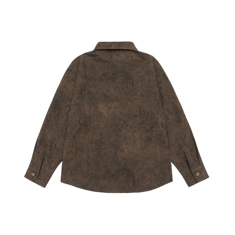 Unisex Lightweight Oversized Shirt Jacket with Washed Texture and Chest Pocket Chichicherry