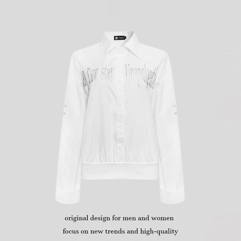 Women's blouse with elastic hem, button-down and logo detail Chichicherry