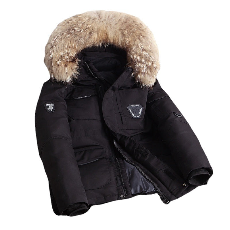 Men's sturdy winter parka with faux fur hood, padded thermal lining, and multifunction pockets Chichicherry