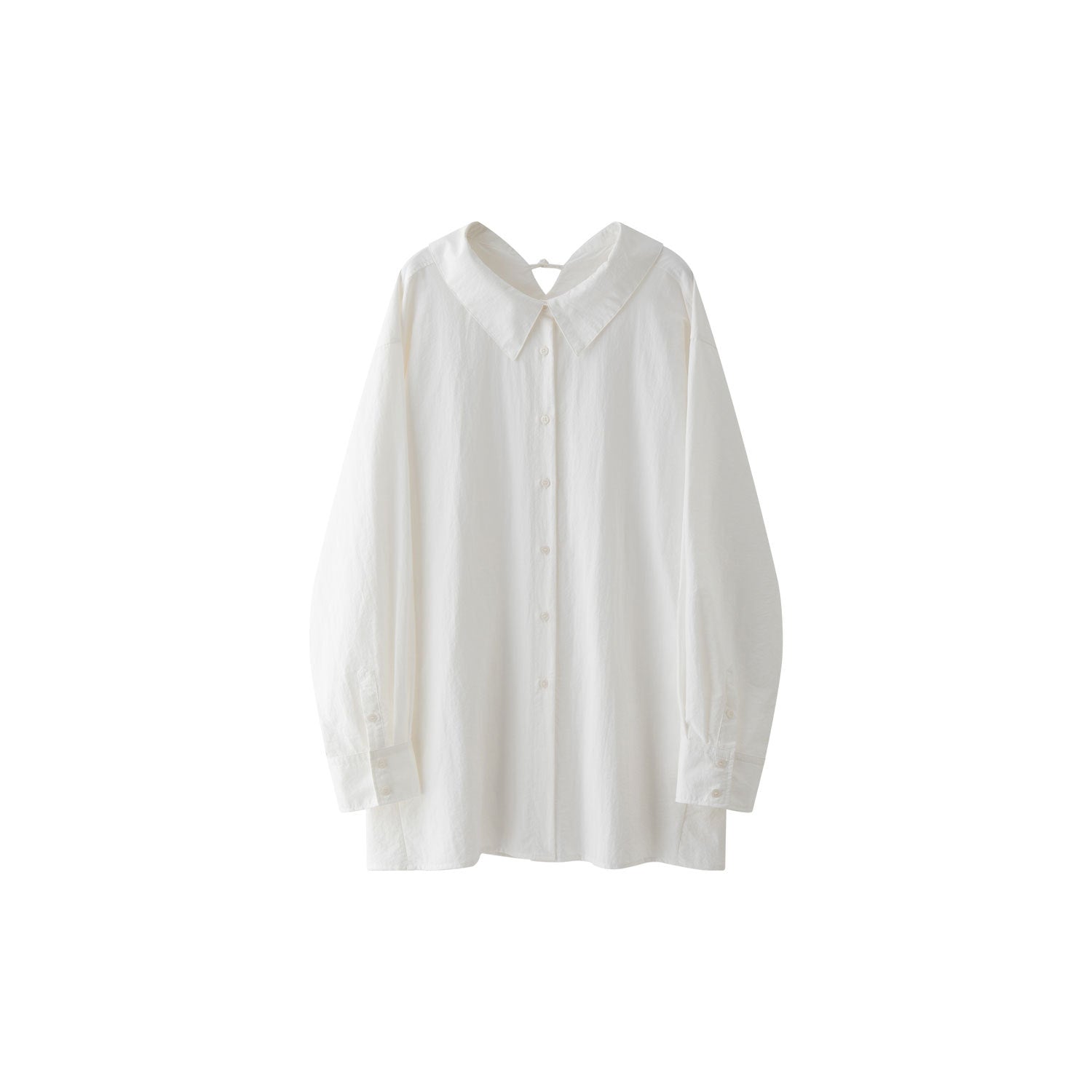 Women's Oversized Shirt Dress with Hidden Button Placket and Balloon Sleeves Chichicherry