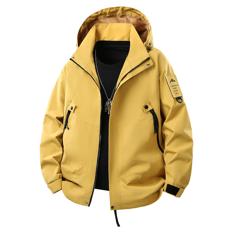 Men's Technical Hooded Softshell Jacket with Water-Repellent Membrane, Zipper Pockets and Adjustable Waist Chichicherry