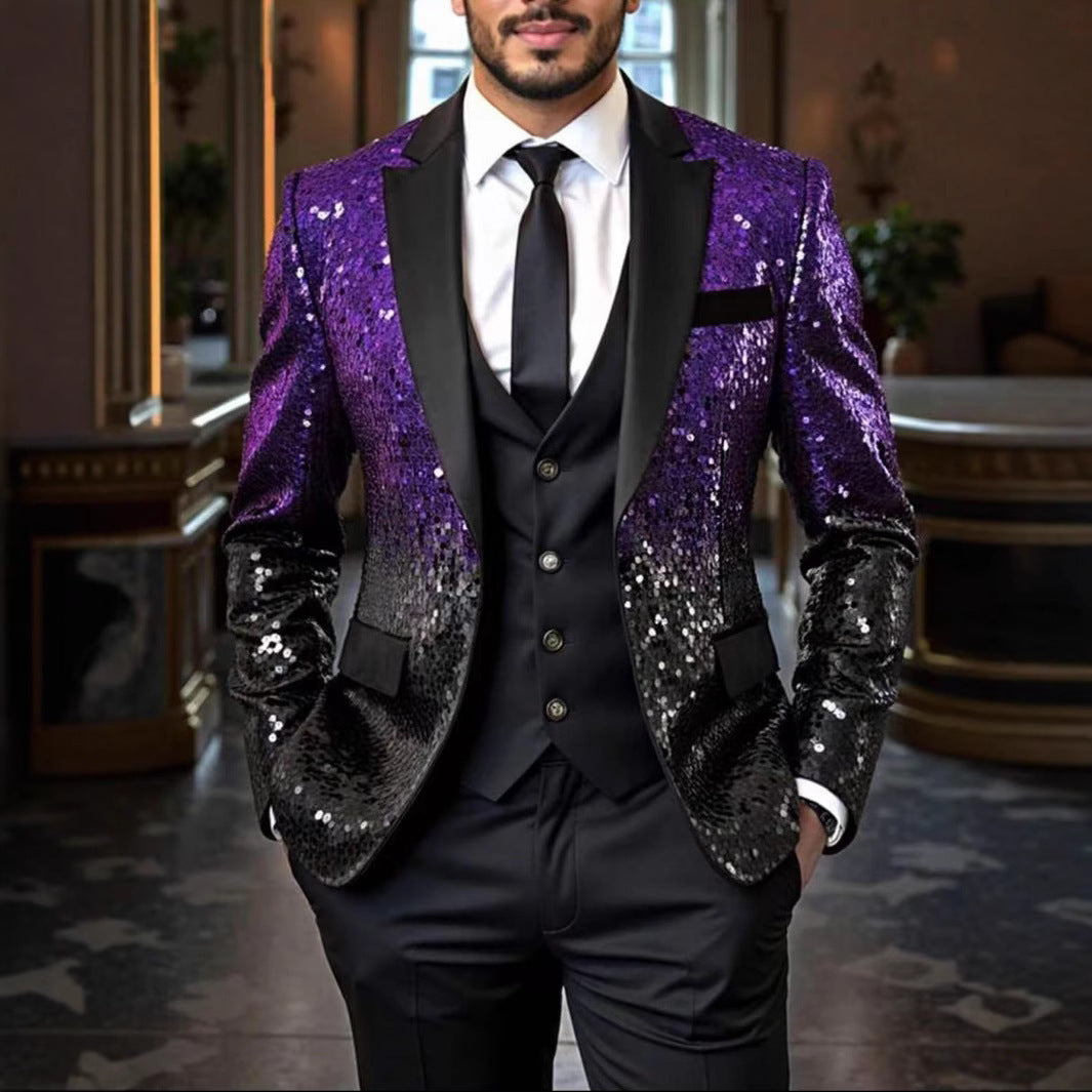 Men's sequin jacket with satin shawl collar and tailored fit Chichicherry