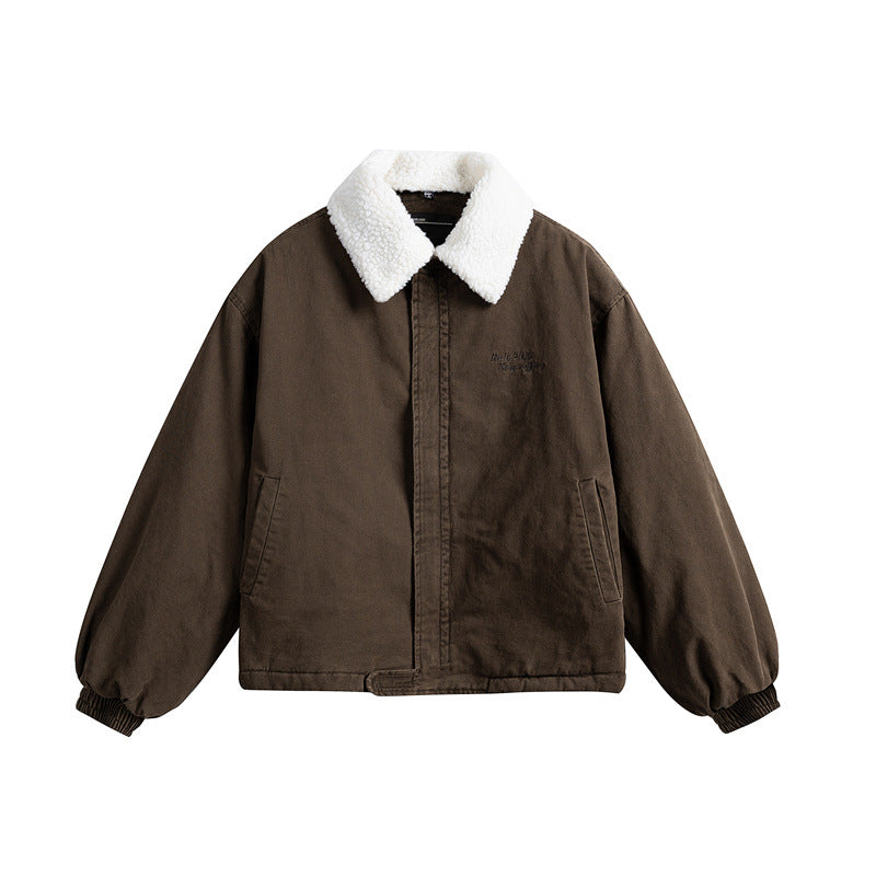 Men's short-cut canvas blouson with teddy collar and padded thermal lining Chichicherry