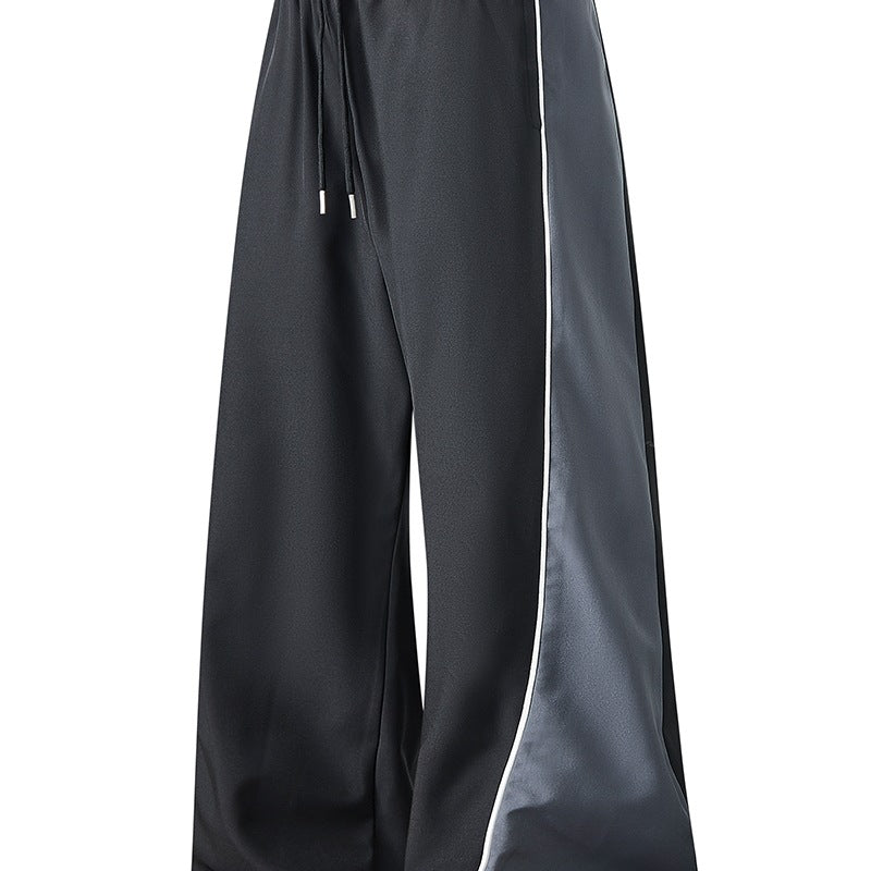 Men's Extra Wide Trackpants with Shiny Side Inserts & Contrast Piping Chichicherry