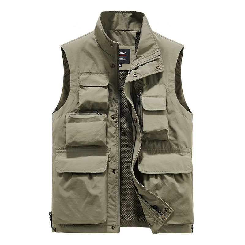 Men's Multifunctional Outdoor Utility Vest with fleece-lined thermal lining and multiple pockets Chichicherry