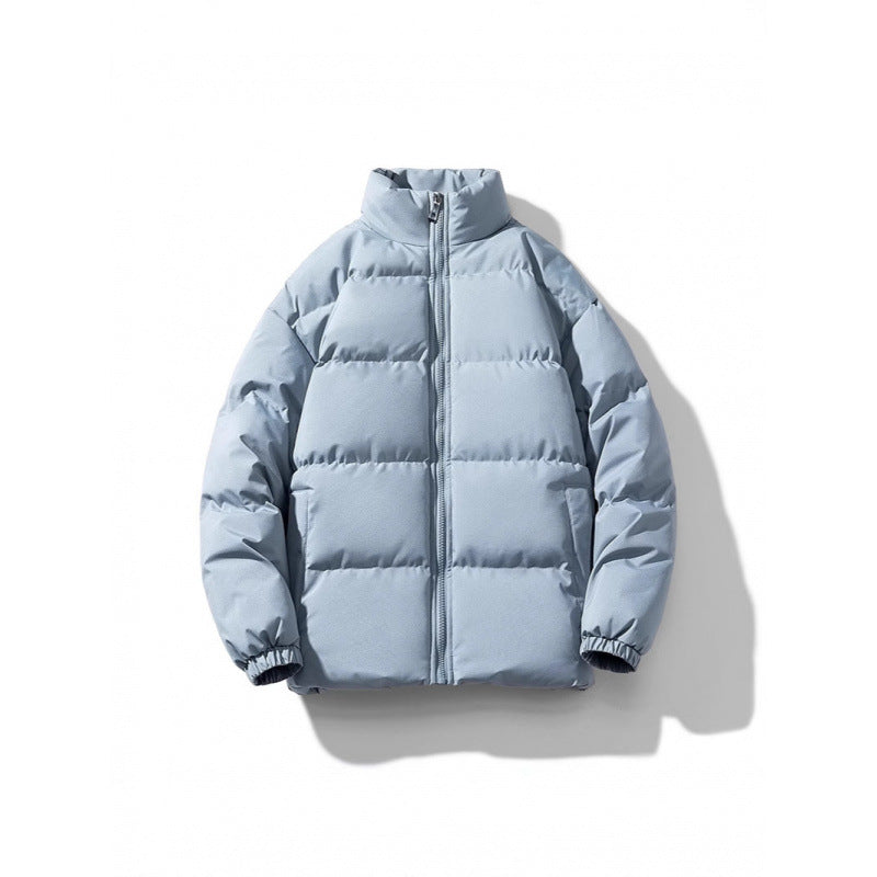 Unisex Lightweight Padded Down Look Puffer Jacket with Stand Collar and Two-Way Zipper Chichicherry
