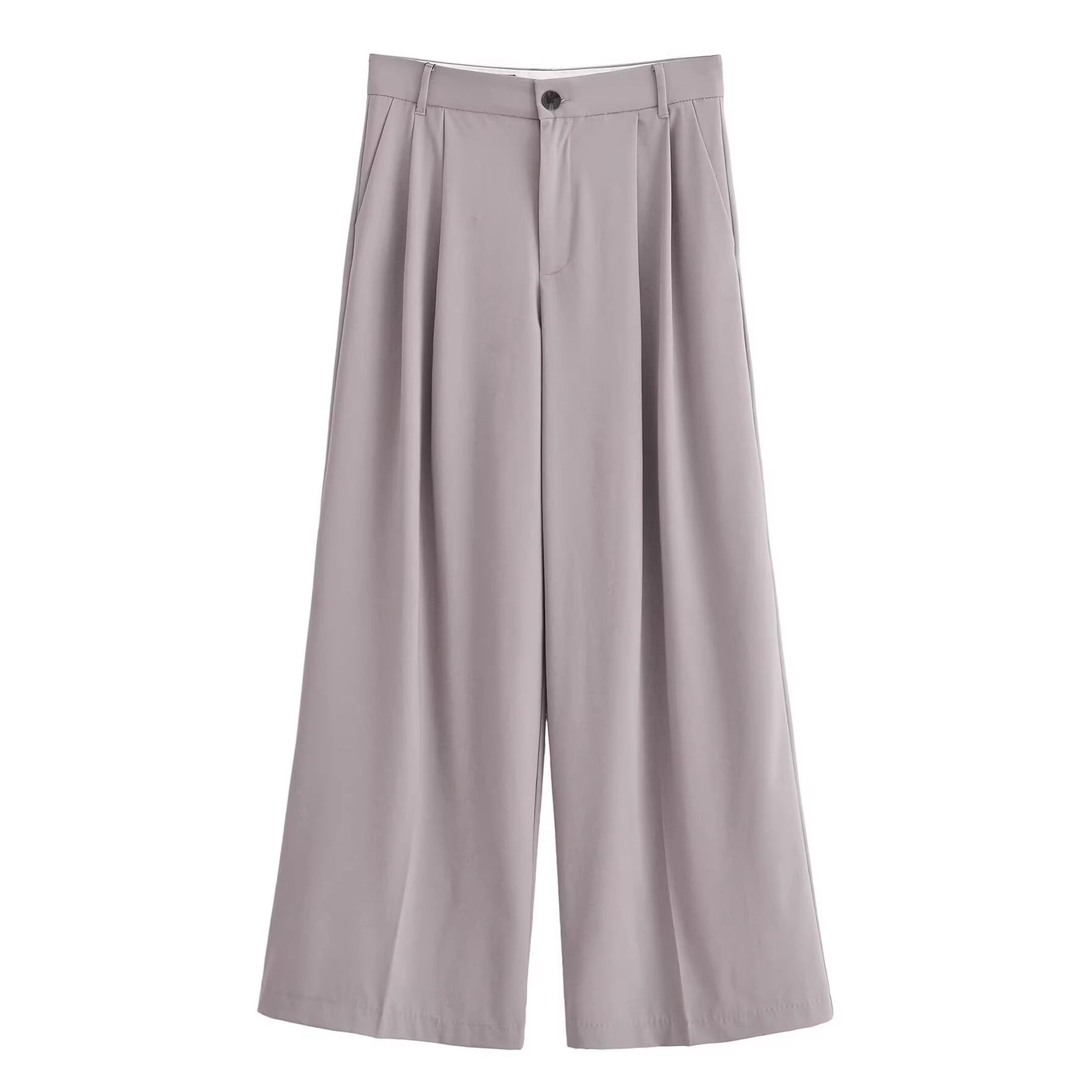 Ladies Wide Pleated Palazzo Trousers with High Waist Chichicherry