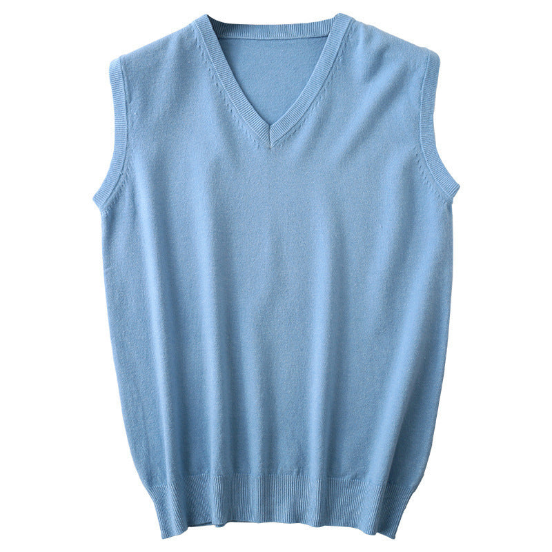 Men's Sleeveless Fine Knit Vest with V-Neck and Fine Cotton Blend Chichicherry