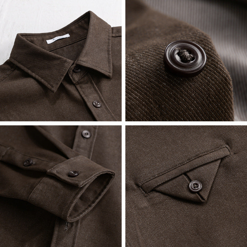 Men's Cotton Denim Overshirt with Flap Pocket and Relaxed Fit Chichicherry