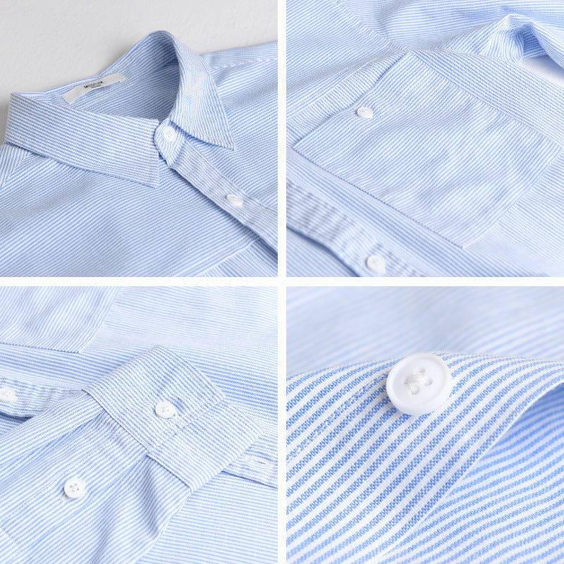 Men's Fine Pinstripe Layering Overshirt made of lightweight Cotton Blend with Patch Chest Pocket Chichicherry