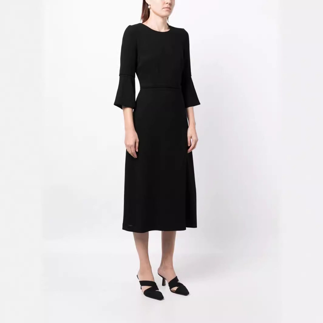 Women's midi dress with fitted silhouette and trumpet sleeves Chichicherry