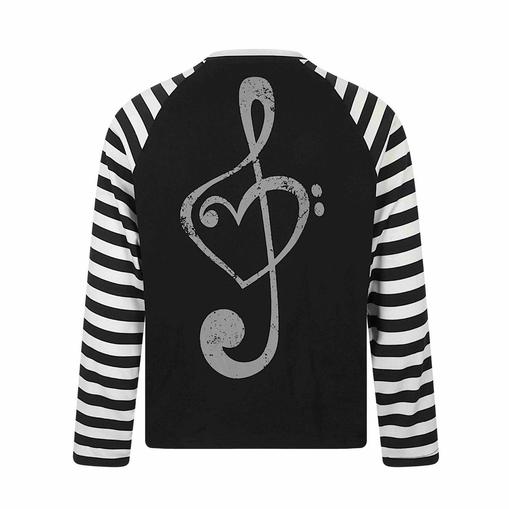 Unisex Long-Sleeve Raglan Longsleeve with Music Print and Striped Sleeves Chichicherry