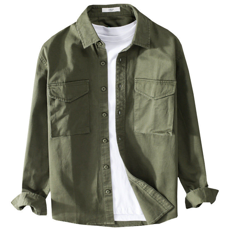 Men's Robust Cotton Twill Overshirt with Patch Chest Pockets and Relaxed Fit Chichicherry