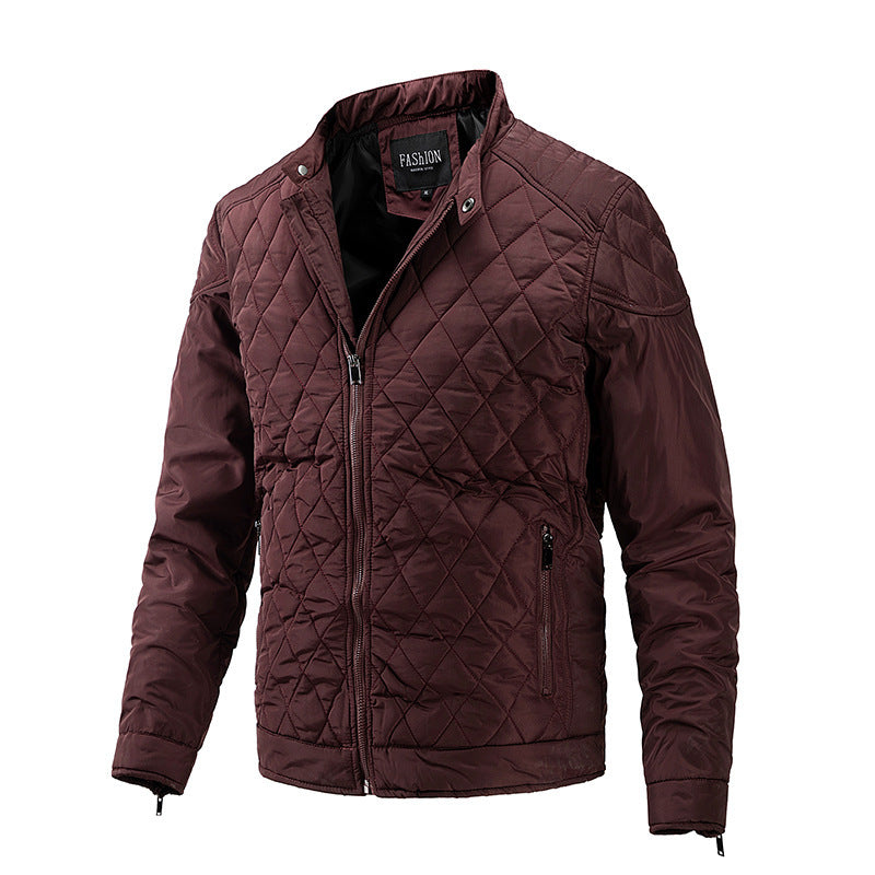 Men's quilted transitional jacket with diamond quilting, stand-up collar and zipper Chichicherry