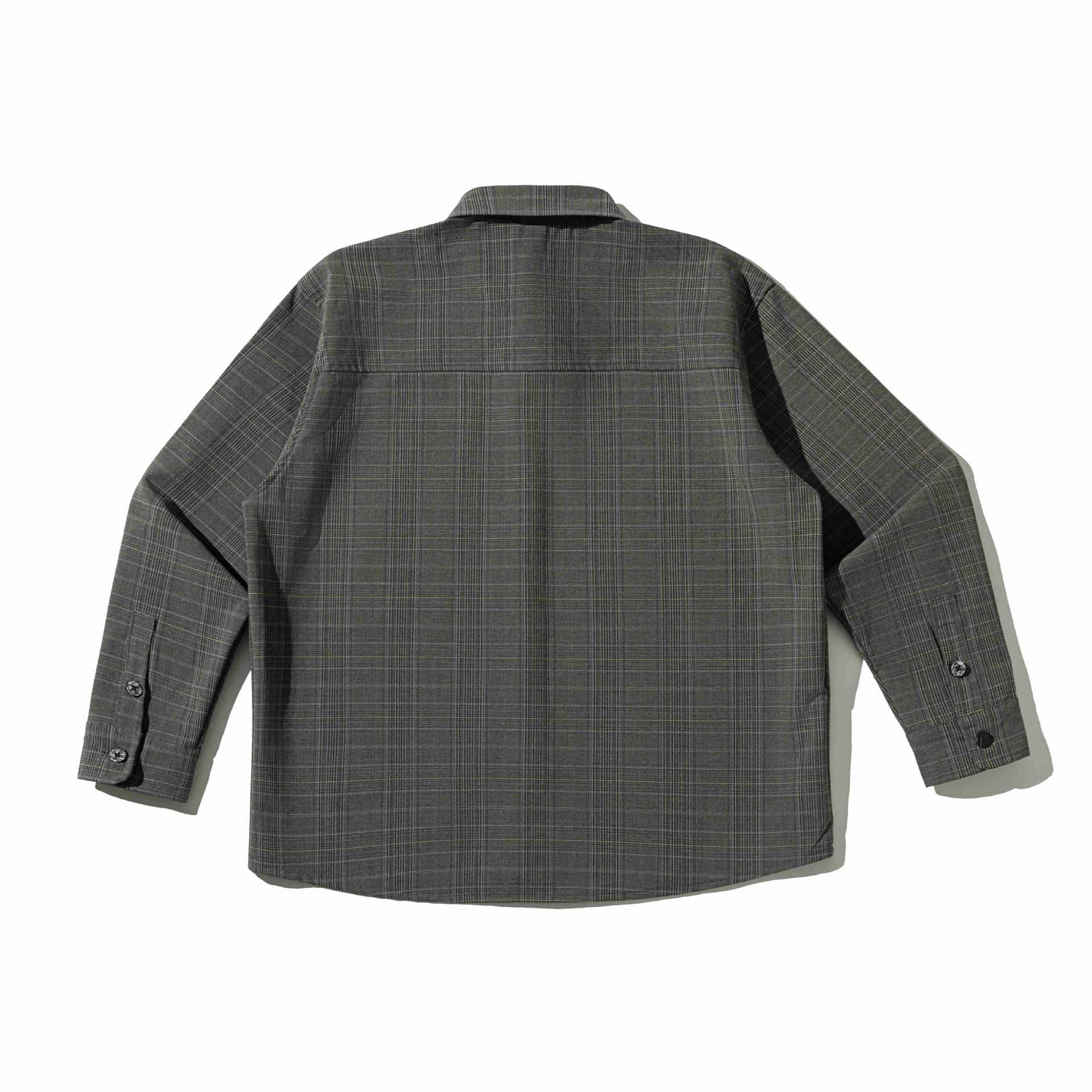 Men's Boxy Glencheck Shirt Jacket with Extended Hem and Patch Chest Pocket Chichicherry
