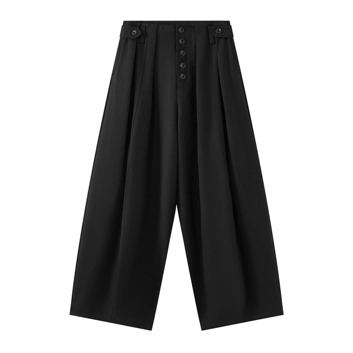 Women wide pants with high waist and decorative button placket Chichicherry