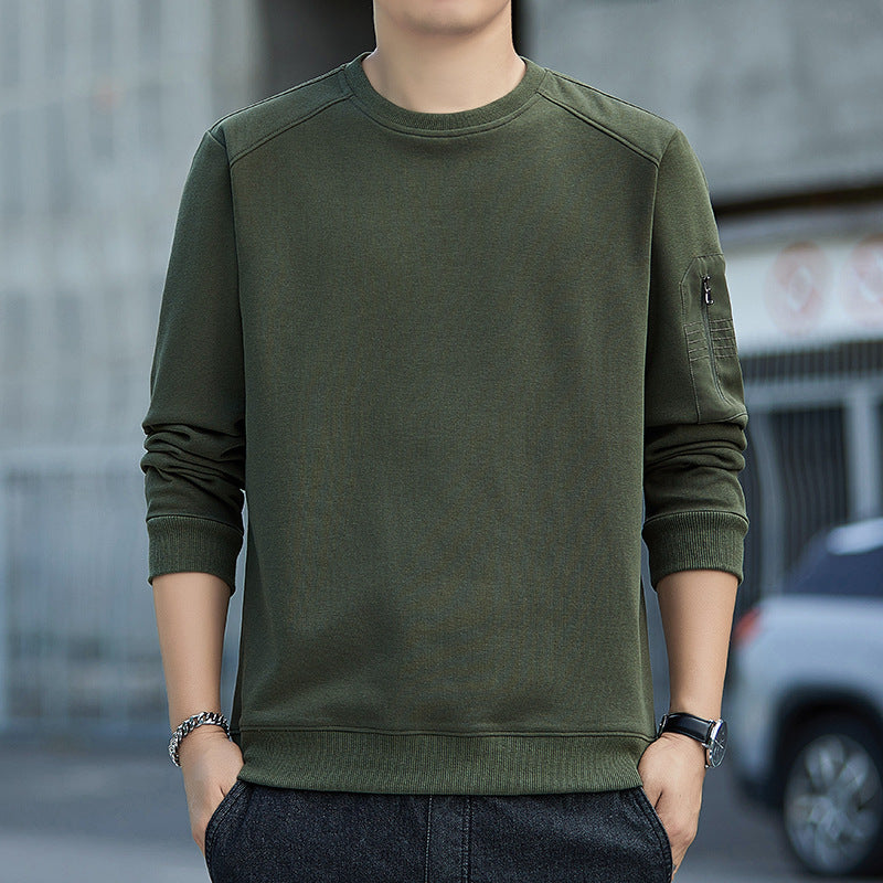 Men's Minimalist Sweatshirt with Raglan Sleeves and Zipper Arm Pocket Chichicherry
