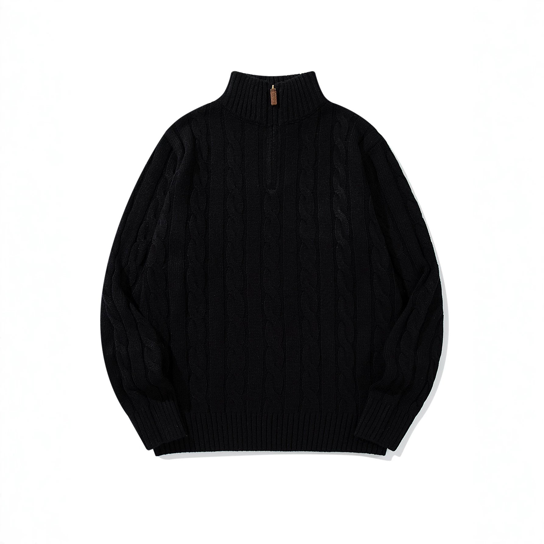 Unisex cable knit half-zip sweater with high ribbed collar and oversized fit Chichicherry