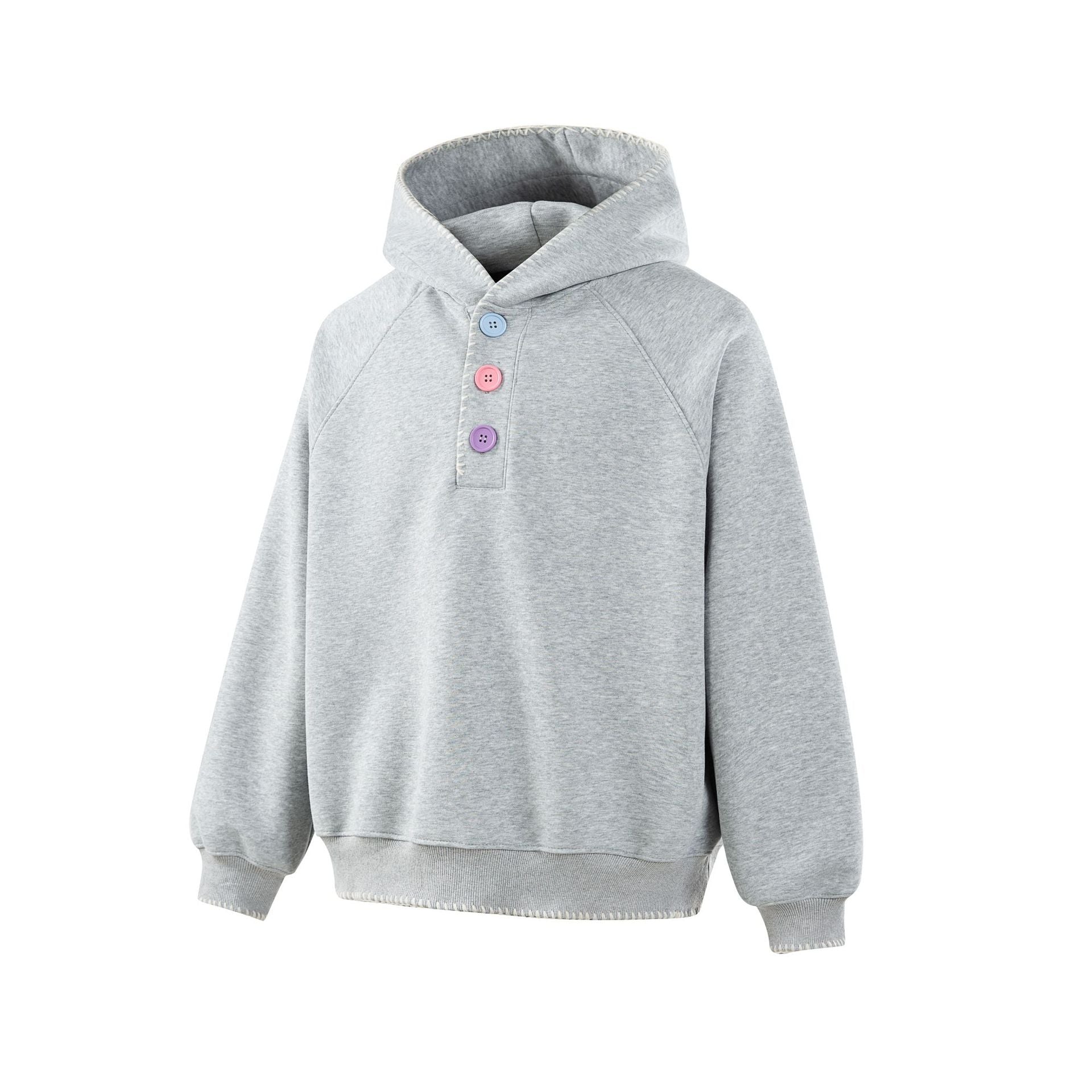 Women's hoodie with half button placket, decorative saddle seam, and oversized fit Chichicherry