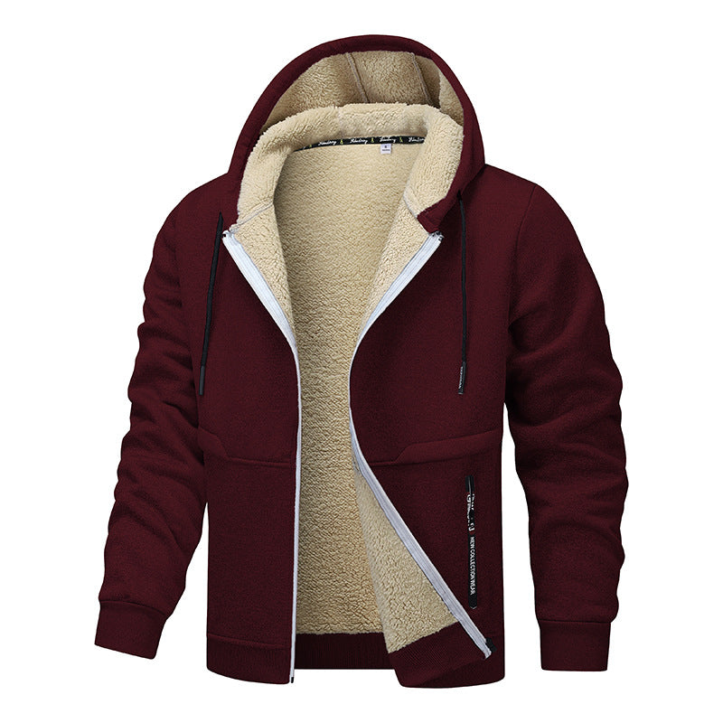 Men's Padded Hooded Jacket with Teddy Lining, Full Zipper, and Pockets Chichicherry