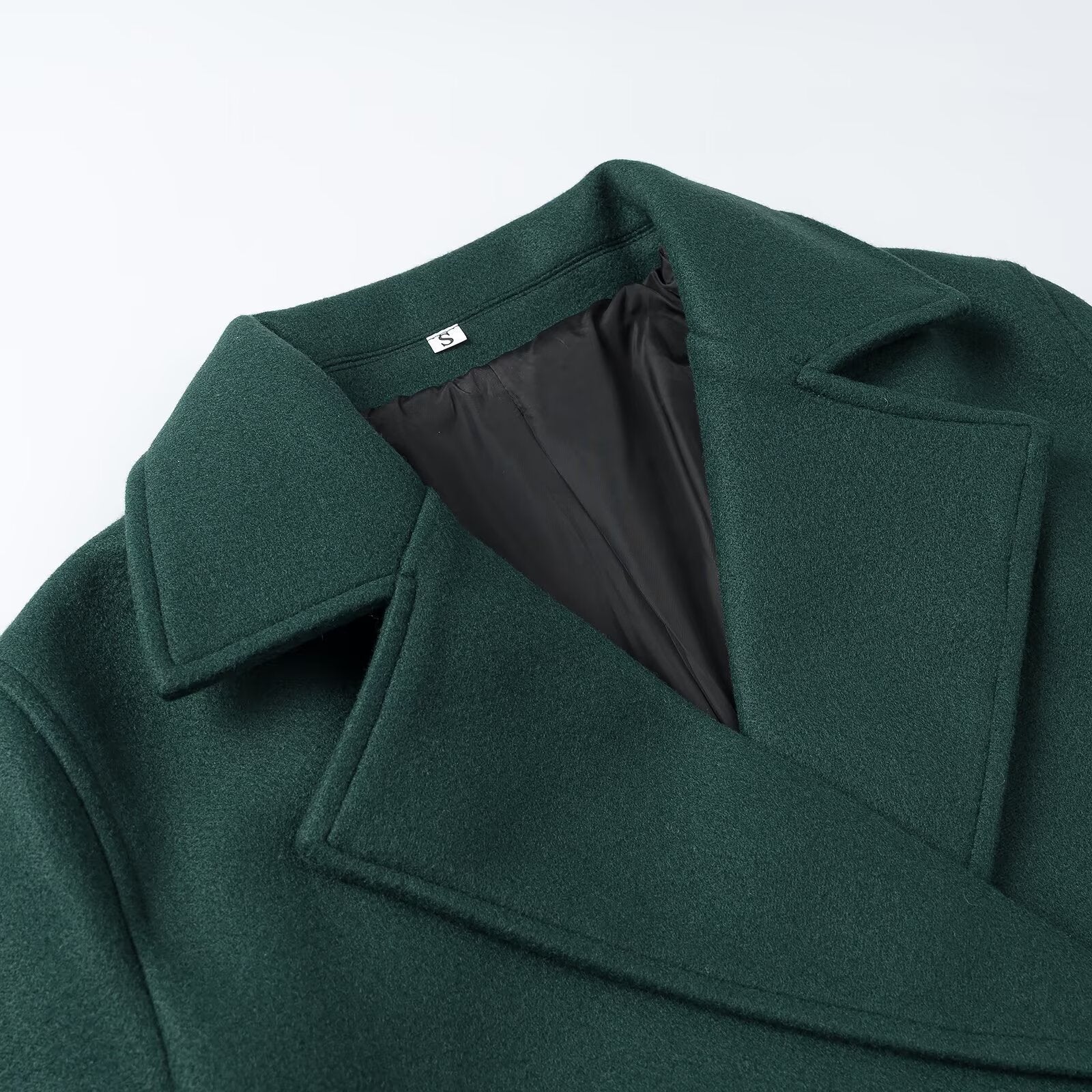 Ladies Short Peacoat made of wool blend with double-breasted button placket and cuff straps Chichicherry