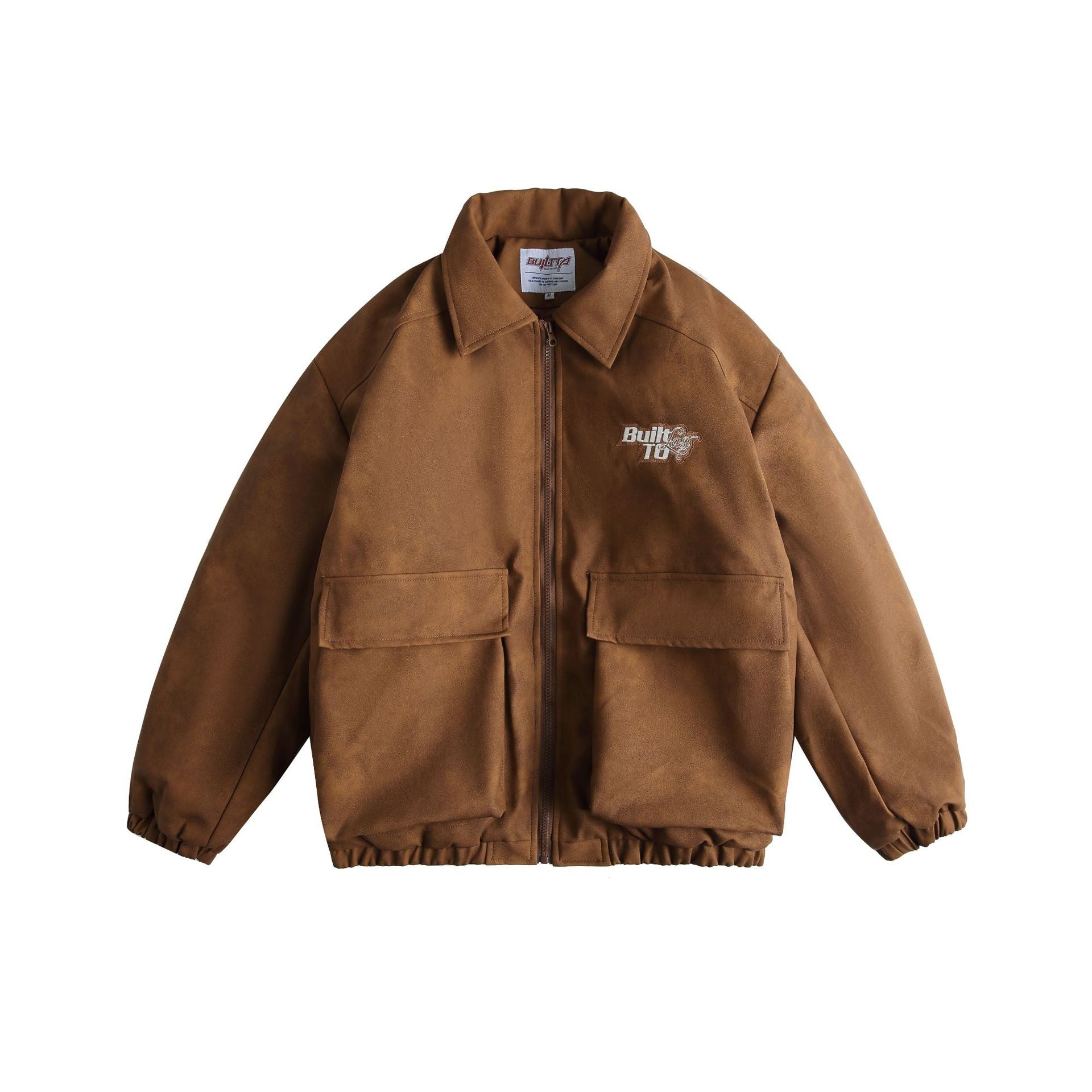 Men's Boxy Suede-Effect Blouson Jacket with Applied Flap Pockets Chichicherry